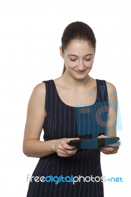 Tablet Computer Woman Stock Photo