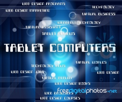 Tablet Computers Representing Processor Connection And Word Stock Image