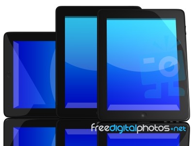 Tablet Computers With Blue Screen Stock Image