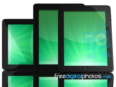 Tablet Computers With Green Screen Stock Image