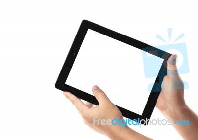 Tablet In Hands Stock Photo