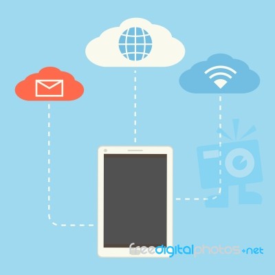 Tablet Networking With Cloud Stock Image