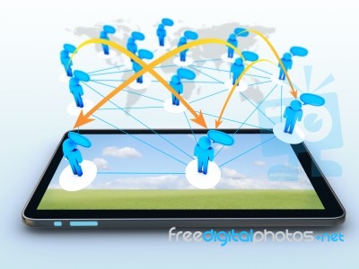 Tablet Pc And Social Network Sign Stock Image