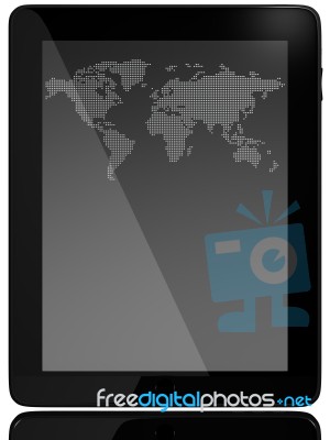 Tablet PC Computer With World Map Stock Image