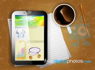 Tablet Pc On Desk Stock Image