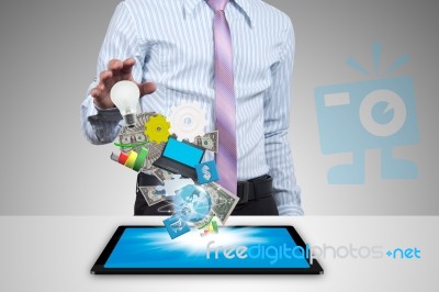 Tablet Pc With Business Concept Stock Photo