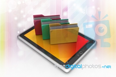 Tablet Pc With File Folder Stock Image