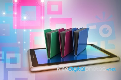 Tablet Pc With File Folder Stock Image