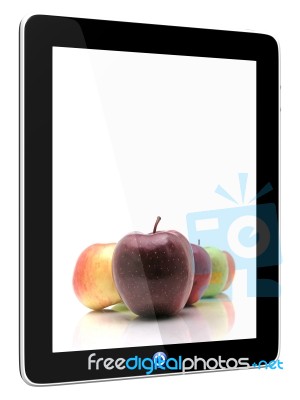 Tablet PC With Fruits Stock Photo