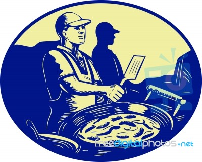 Taco Chef Cook Man Side Oval Retro Stock Image