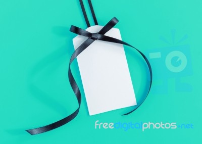 Tag With Black Ribbon Stock Photo