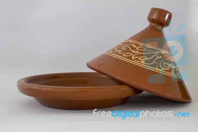 Tagine For Long Cooking And Moroccan Food Stock Photo