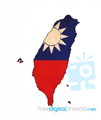 Taiwan Map On  Flag Drawing ,grunge And Retro Flag Series Stock Image