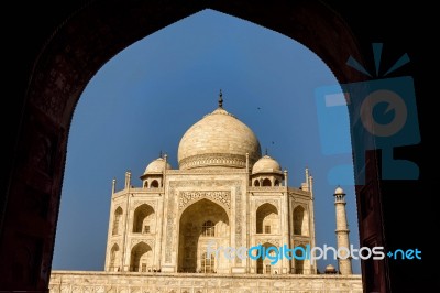 Taj Mahal, Blue Sky, Travel To India Stock Photo