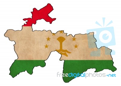 Tajikistan Map On  Flag Drawing ,grunge And Retro Flag Series Stock Image