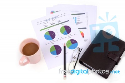 Take A Coffee Break While Working On Sale Report Stock Photo