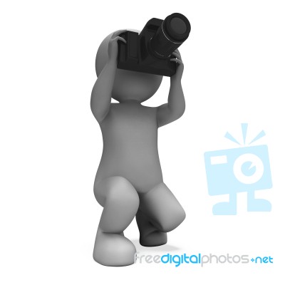 Take A Photo Character Shows Photography Slr And Photographing Stock Image