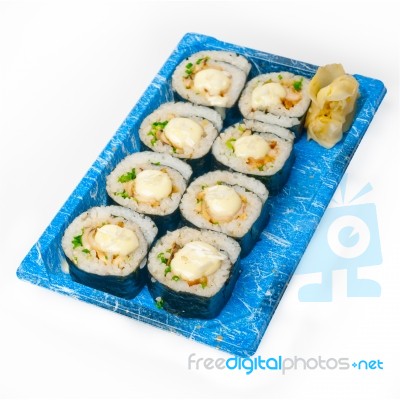 Take Away Sushi Express On Plastic Tray Stock Photo