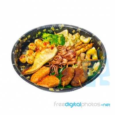 Take Away Sushi Express On Plastic Tray Stock Photo