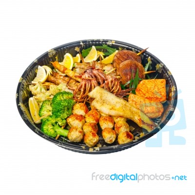 Take Away Sushi Express On Plastic Tray Stock Photo