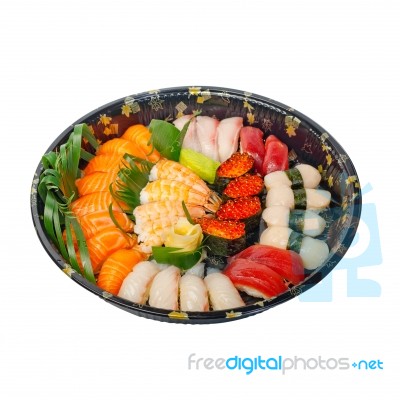 Take Away Sushi Express On Plastic Tray Stock Photo