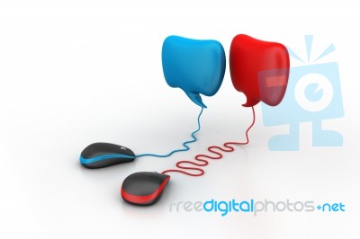 Talking Bubbles Connected With Mouse Stock Image