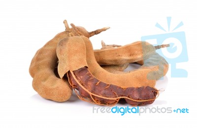 Tamarind On White Background Stock Photo