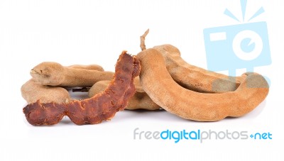 Tamarind On White Background Stock Photo