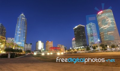 Tampa, Usa, Feb 3:  Downtown City Skyline Of Tampa In The Riverw… Stock Photo