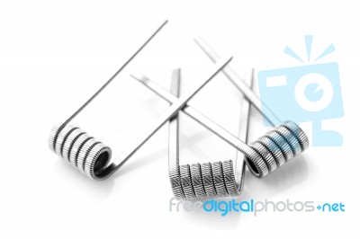 Tank Track Coils For Vaping On A White Background Stock Photo