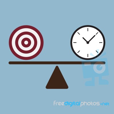 Target And Time Clock On Scale Stock Image