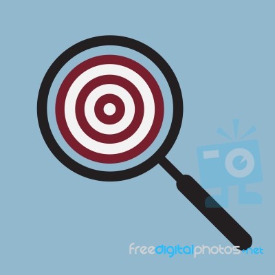 Target Goal With Magnifying Glass Stock Image