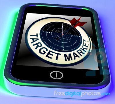 Target Market On Smartphone Shows Targeted Customers Stock Image