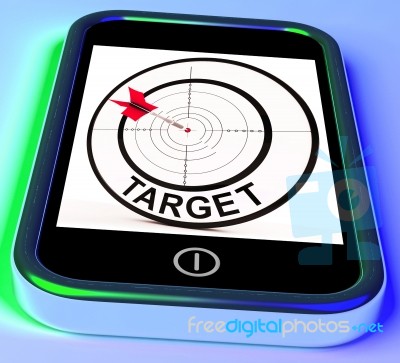 Target Smartphone Shows Goals Aims And Objectives Stock Image