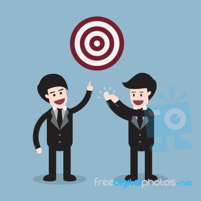 Target With 2 Happy Businessman Stock Image