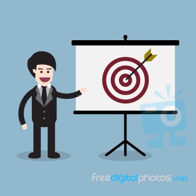 Target With Arrow And Businessman Presentation Stock Image