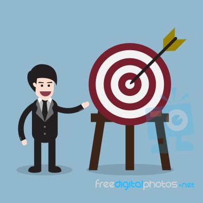 Target With Arrow And Businessman Presentation Stock Image