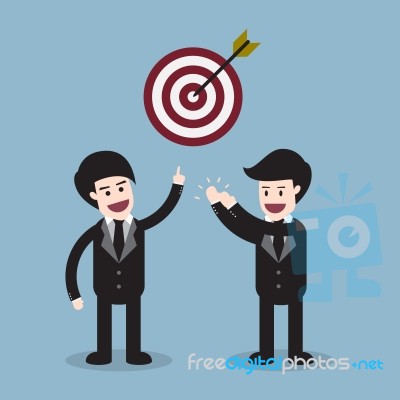 Target With Arrow And Businessman Team Stock Image