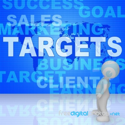 Targets Words Represents Projection Business And Aiming 3d Rende… Stock Image