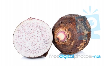 Taro Isolated On White Background Stock Photo