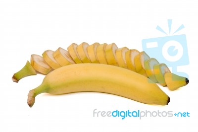 Tasty Banana Fruits Isolated On White Background Stock Photo