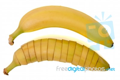 Tasty Banana Fruits Isolated On White Background Stock Photo