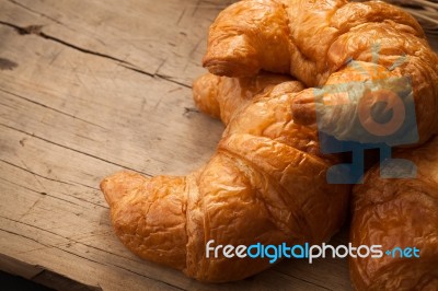 Tasty Croissant Still Life Rustic Wooden Background Stock Photo