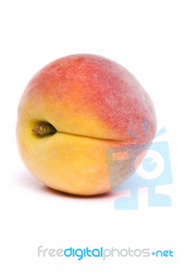 Tasty Peach On White Stock Photo