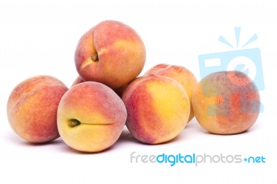 Tasty Peaches On White Stock Photo