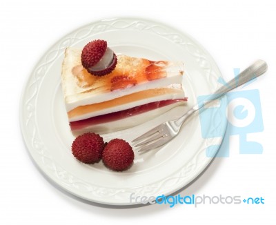 Tasty Pie On Plate Isolated On White Stock Photo