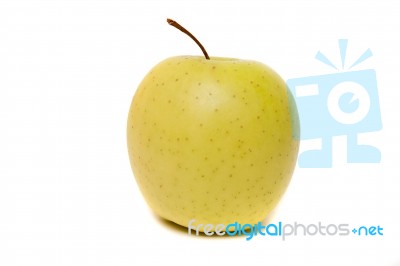 Tasty Yellow Apple Fruit Isolated On White Background Stock Photo