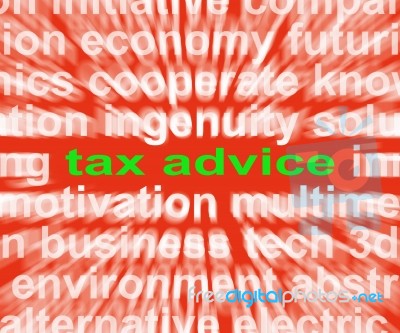 Tax Advice Words Mean Help And Recommendations On Paying Taxes Stock Image