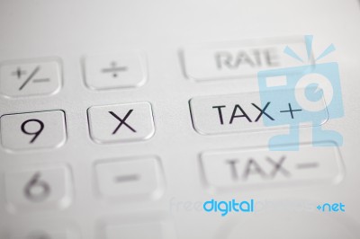 Tax Button - Calculator Pad With Numbers Stock Photo