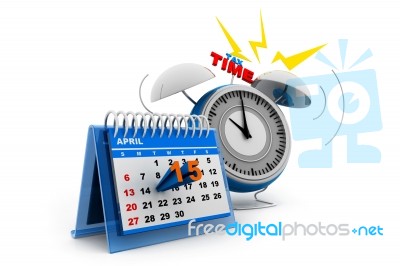 Tax Day Calendar With Alarm Stock Image